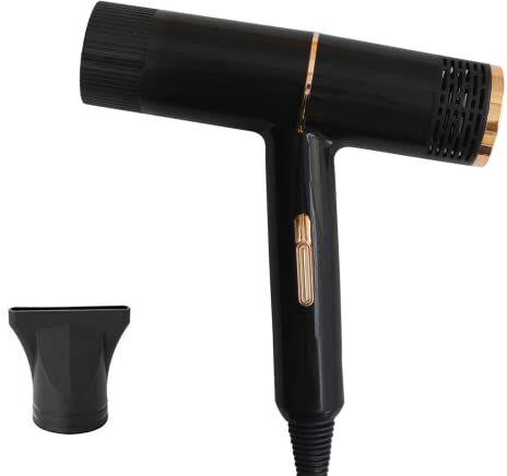 Mediawave Store Asciugacapelli Professionale A Bassa Rumorosità 2000W Asciuga In 3-5 Minuti, Phon Piccolo Design Moderno, Ergonomico, Da Viaggio, Potente, Capelli, Styling (Nero)