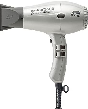 Parlux 3500 Super Compact - Asciugacapelli Professionale, Tecnologia ceramica e ionica, 2000 W, Argento