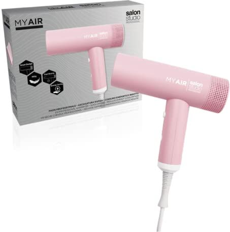 Capello point Salon Studio Professional, MyAir Rosa, Phon Professionale Sottile, Asciugacapelli Compatto ed Ergonomico, Adatto a Tutti Tipi di Capelli, Display LED, Potenza 1200 W, Colore Rosa