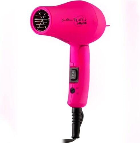 KeBeauty Italia - Just Be Glamour KeBeauty Shop® Mini asciugacapelli da viaggio pieghevole Fucsia completo di nr. 1 beccuccio, nr. 1 diffusore, doppio voltaggio, 2 velocità.