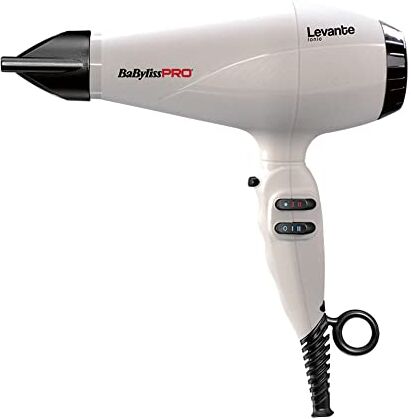 BaBylissPRO Asciugacapelli Professionale Levante MADE IN ITALY 2100W, Motore AC a Lunga Durata, 2 Concentratori Sottili 6 mm x 60 mm e 6 mm x 75 mm, Funzione Ionica anti-crespo