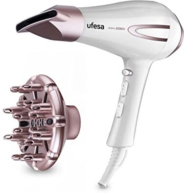 Ufesa Asciugacapelli Professionale, 2200 W, Motore AC, Tecnologia AirPro, Include Concentratore e Diffusore, 2 Velocità e 3 Temperature