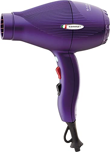 Gammapiù GAMMAPIU’ Asciugacapelli Professionale E-T.C. Light, Phon per Capelli Leggero (430gr), Phon Professionale Compatto, solo 18,5 cm, Griglia Rivestita in Tormalina, W1800-2100 (Spina ITALIA, Viola opaco)