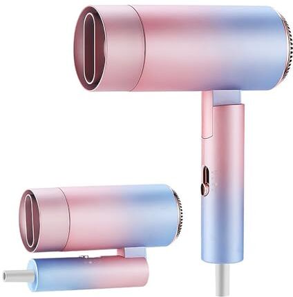 flintronic Asciugacapelli 1500W Potente, Ionic Hair Dryer, Phon per Capelli Pieghevole, Professionale Ioni Asciugacapelli con 3 Velocità e Pulsante di Caldo Freddo Indipendente con 1 Diffusore