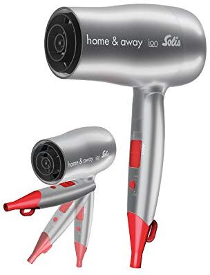 Solis Home & Away 3791 Asciugacapelli da viaggio Tecnologia ionica Include ugello per Ondulazione 1800 W antracite/rosso