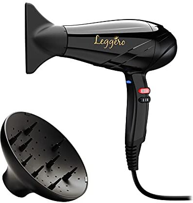 GA.MA ITALY PROFESSIONAL Gama Italy Professional Phon Leggero, Asciugacapelli, 2100 W, bocchetta professIonale da 9 cm, Nero