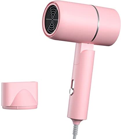 Modmetal Asciugacapelli, professionale 1200 W potente asciugacapelli ionico controllo del freddo caldo, manico pieghevole, basso rumore, asciugatura rapida per casa salone hotel viaggi (colore: rosa)