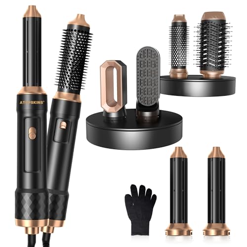 Atopskins 1000W Spazzola Asciugacapelli Set, Hair Dryer Brush Set, 6 IN 1 Air Styler Set,Multifunzione Spazzola Phon Con Asciugacapelli, Spazzola Rotonda, Arricciacapelli Aria, Spazzola Lisciante per Capelli