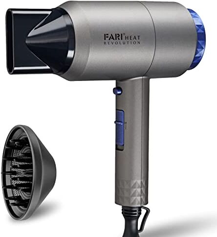 FARI Asciugacapelli professionale 2000 W, Asciugacapelli leggero e potente con diffusore e concentratore, 2 velocità salone acconciature