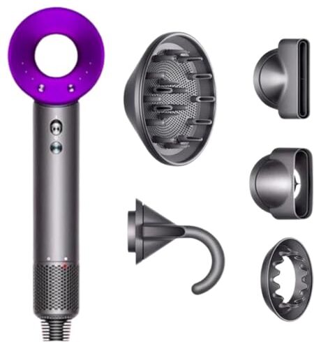 Generic Asciugacapelli, phon ionico 5 accessori in 1, attacchi calamitati (purple (viola))