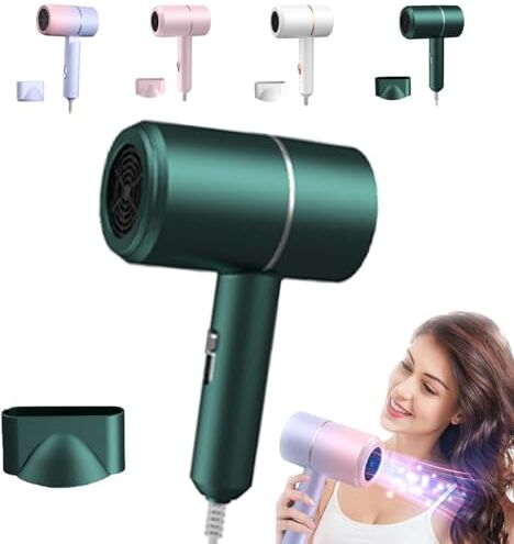 ENILSA Blue Light Hair Care Gradient Hair Dryer,Portable Powerful Silent Hair Dryer,Household Constant Temperature Cold and Hot Hair Dryer,lonic Hair Dryer,Silent Travel Hair Dryer,for all Hair (Green)