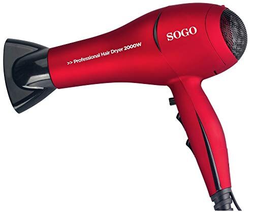 SOGO Asciugacapelli professionale  SS-10730 2000 W, colore rosso