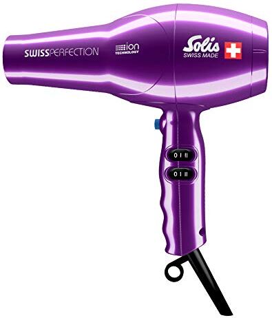 Solis Swiss Perfection  Asciugacapelli Professionali Tecnologia a Ioni 3 Impostazioni di Temperatura Funzione Aria Fredda Viola