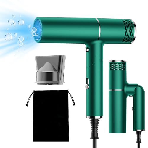 HRKVSK Asciugacapelli da Viaggio Pieghevole, 1200W Phon Capelli Piccolo, Professionali Asciugacapelli Portatile con 3 Impostazioni di Calore, 1 Concentratori Asciugatura Rapida, Silenzioso