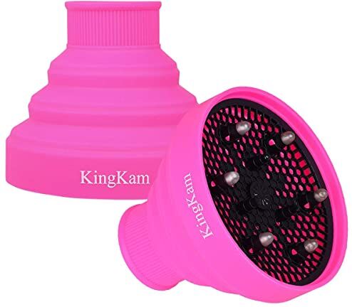 KingKam Diffusore pieghevole in silicone per asciugacapelli, da viaggio e facile da conservare, adatto per ugelli diametro da 1,575 pollici a 4-5 cm, colore: rosa