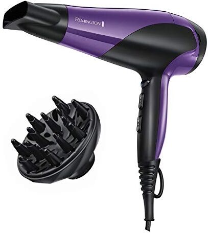 Remington Asciugacapelli 2200 W Generatore di Ioni per eliminare l'effetto Crespo 3 livelli di riscaldamento e 2 livelli di ventola separati + livello di raffreddamento, 2 accessori,