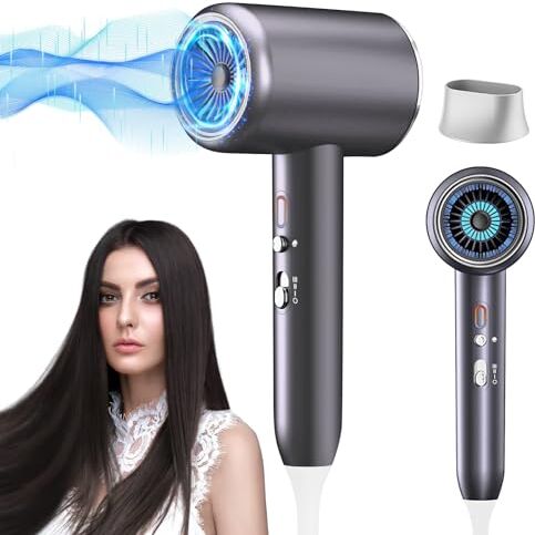 Unipampa Asciugacapelli Professionali Ionico, Ion Hair Dryer, Phon per Capelli, 2400W, 2 Temperature, 3 Velocità, con 1 concentratori, per Salone Parrucchieri Famiglia