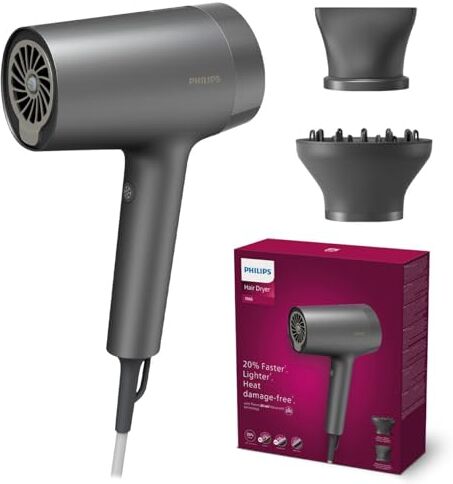 Philips Hair Dryer Series 7000, asciugatura e styling semplice, tecnologia ThermoShield Advanced che protegge dai danni causati dal calore, spazzola e diffusore, 1800 W (modello )