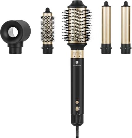 webeauty [5 in 1] Spazzola rotonda soffiante & Air Styler, [110.000 RPM] Asciugacapelli Ionico ad alta velocità, asciugatura rapida, con arricciatore autoavvolgente, volumatore, raddrizzatore