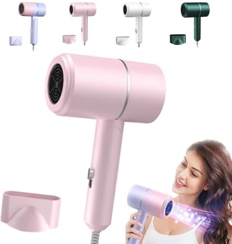 ENILSA Blue Light Hair Care Gradient Hair Dryer,Portable Powerful Silent Hair Dryer,Household Constant Temperature Cold and Hot Hair Dryer,lonic Hair Dryer,Silent Travel Hair Dryer,for all Hair (Pink)