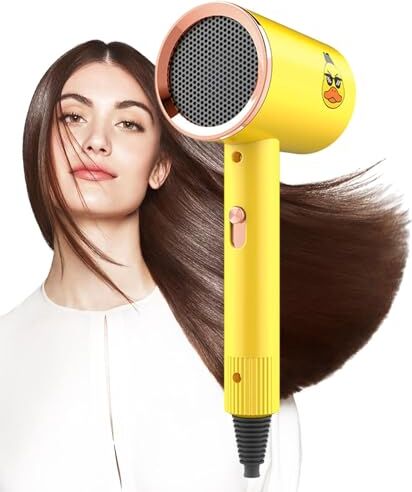 fanelod Asciugacapelli professionale, asciugacapelli ionico ad asciugatura rapida da 800 W, 3 livelli di temperatura resistente al calore con luce blu per acconciature uomo multi donna