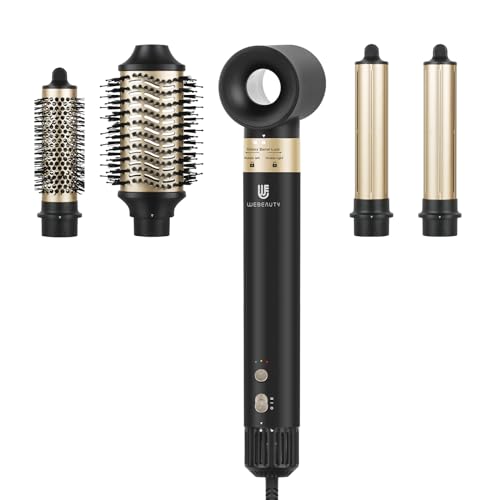 webeauty [5 in 1] Asciugacapelli & Air Styler, 110,000 GIRI/MIN, 20M/S, 1400W Phon Ad Alta Velocità, 200 Milioni Di Ioni Phon Capelli Con Spazzola Asciugacapelli e Air Arricciacapelli Automatico