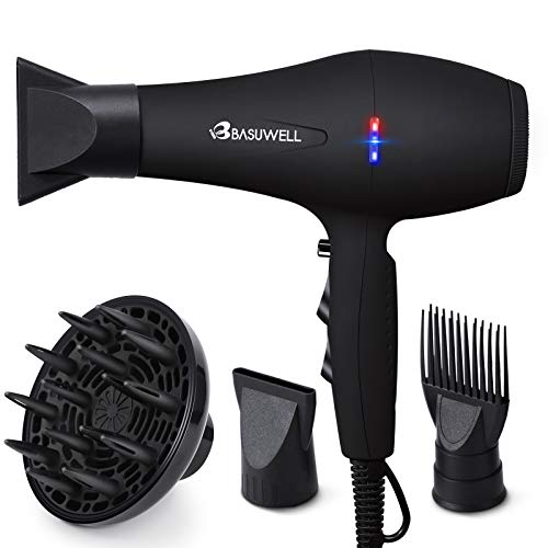 Basuwell Salon Asciugacapelli Professionale 2100W per Capelli con Tecnologia a Ioni,Basso Rumore 2 Velocità e 3 Temperature per un'Asciugatura Rapida e Styling a Lunga Durata