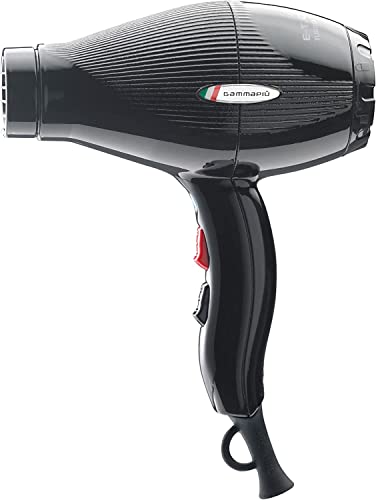 Gammapiù Asciugacapelli Professionale E-T.C. Light, Phon per Capelli Leggero (430gr), Compatto solo 18, 5 cm, Griglia Rivestita in Tormalina, W1800-2100 (Spina SCHUKO 2023, Nero lucido), 1.0 unità