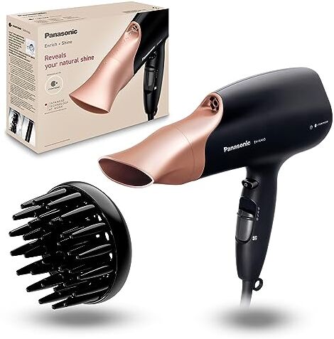 Panasonic EH-NA63CN825 Asciugacapelli Professionale 2000 W, Tecnologia Idratante Nanoe, Riduce le Doppie Punte e l'Effetto Crespo, Asciugatura Delicata, Nero e Rose Gold