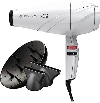 GA.MA ITALY PROFESSIONAL GAMA PLUMA 5500 OXY-ACTIVE, Phon Professionale a lunga durata, Ossigeno Attivo, 2400W (Bianco)