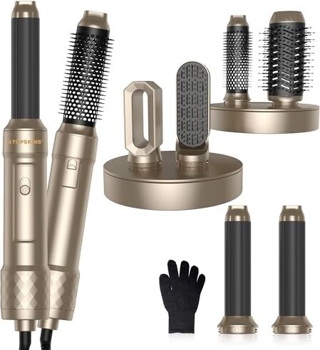 Atopskins 1000W Spazzola Asciugacapelli Set, Multifunzione Spazzola Phon 6 IN 1 Air Styler Set, Asciugacapelli, Spazzola Rotonda, Arricciacapelli Aria, Spazzola Lisciante per Capelli, Regalo di Natale