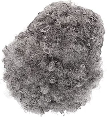 CHICIRIS Capelli Corti Neri Grigi, Morbida Parrucca Grigia Riccia con Acconciatura Sintetica, Cappello Regolabile con Frangia