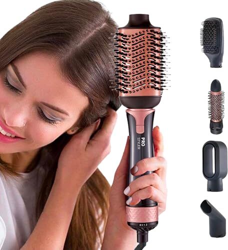 Avilia Spazzola con Cavo Rotante 5-in-1 Multifunzione per Capelli: Arricciacapelli, Piastra, Volumizzante e Asciugacapelli Professionale, 1200W Ideale per Cura dei Capelli e Idee Regalo Donna