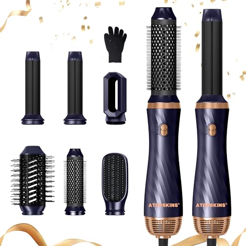 Atopskins 6 IN 1 Air Styler Set, 1000W Spazzola Asciugacapelli Set,Multifunzione Spazzola Phon Con Asciugacapelli, Spazzola Rotonda, Arricciacapelli Aria, Spazzola Lisciante per Capelli, Hair Dryer Brush Set