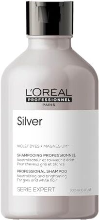 L’Oréal Professionnel L'Oréal Professionnel Shampoo Neutralizzante, Capelli Grigio o Bianchi, Silver Serie Expert, 300 ml