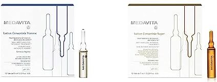 Medavita , Lotion Concentrée Homme, Trattamento Intensivo Anticaduta Uomo, pH 5.5, 13 fl x 6 ml & Lotion Concentrée, Trattamento Intensivo Anticaduta Super, pH 3.5, 12 fl x 7ml