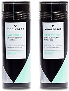 VIDALFORCE Hair building I Fibre Capelli Castano Medio I Pack 2x30gr = 60gr I Contro la caduta dei capelli e la calvizie I Fibre Capillari I Polvere Volumizzante Capelli I Polvere per capelli Uomo & Donna