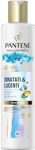 Pantene Idratati & Lucenti Shampoo con Biotina 250ml. Pro-V Miracles Shampoo per Capelli Secchi e Danneggiati, con Acido Ialuronico, Trattiene l'Idratazione. Shampoo Idratante con Vitamina B5