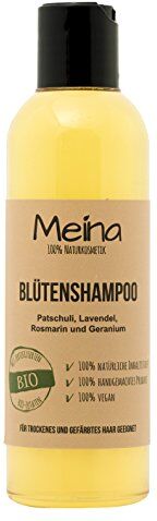 Meina cosmetici naturali – Natura Shampoo – fioritura Shampoo con Patchouli e Lavanda (1 X 220 ML) Vegan Bio Shampoo con olio di mandorle dolci biologico e Bio Olio di Cocco, senza siliconi, Solfati e parabeni, per uomini e donne