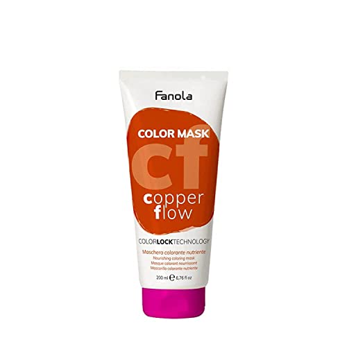 FANOLA Color Mask Copper Flow, Maschera Pigmentata Nutriente per Capelli Scuri Naturali o Trattati ad Azione Condizionante per un Colore Vivido e Luminoso, Senza Siliconi, 200 ml