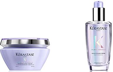 KERASTASE Kérastase   Blond Absolu, Maschera Neutralizzante Anti-Riflessi Ultra-Violet, Per Capelli Decolorati & Tinti, Con Acido Ialuronico, 200 ml & Blond Absolu, Olio Concentrato Rinforzante, 100 ml