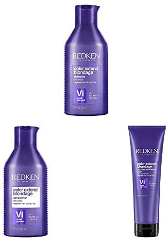 REDKEN Color Extend Blondage Shampoo 300Ml + Balsamo 300Ml + Maschera 250Ml   Routine Professionale Intensa, Anti-Giallo per Capelli Biondi