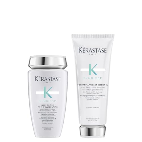 KERASTASE Kérastase, Symbiose, Routine Anti-forfora per Cuoio Capelluto Secco & Sensibile, Senza Solfati, Shampoo Bain Creme Anti Pelliculaire + Balsamo Apaisant Essentiel