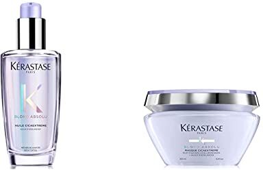 KERASTASE Kérastase   Blond Absolu, Olio Concentrato Rinforzante, Trattamento Anti-Rottura e Termo-Protettore Senza Risciacquo, 100 ml & Blond Absolu, Maschera Ricostruttiva, Anti-Rottura