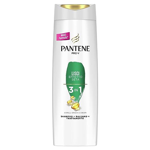 Pantene Pro-V Lisci Effetto Seta 3 in 1 Shampoo + Balsamo + Trattamento, Formula Pro-V + Antiossidanti, per Capelli Opachi e Crespi, 300 ml
