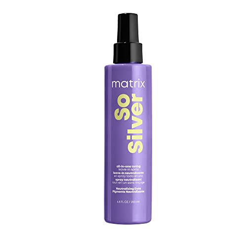 Matrix Leave-In Toning Spray per capelli biondi e grigi per neutralizzare le punture gialla, con pigmenti viola, Total Results So Silver Toning Spray, 1 x 200 ml
