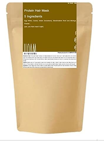 Generic Maschera per capelli da 250 g, bianco d'uovo, Cassia, uva spina indiana, radice di Marshmallow e polvere di Moringa. Ispirata all'Ayurveda, districare, crescere e rafforzare i capelli opachi, deboli o sbiancati.