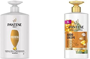 Pantene Pro-V Shampoo Protezione Cheratina, Rigenera & Protegge, Shampoo Capelli & Pro-V Miracles Balsamo Addio Crespo, Idratante, Con Biotina