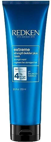 Redken Maschera professionale Extreme Strenght Builder Plus, Trattamento fortificante e riparatore intensivo per capelli danneggiati, 250 ml