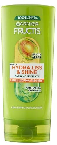 Garnier Fructis Balsamo Lisciante, Per Capelli Crespi, Effetto Luminoso, Con Olio di Argan e Cheratina Vegetale, Hydra Liss & Shine, 200 ml